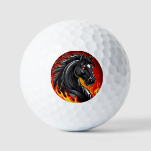 Fiery Black Horse Illustration mit leuchtenden Aug Golfball