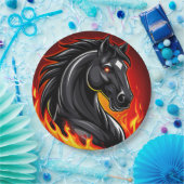 Fiery Black Horse Illustration mit leuchtenden Aug Pappteller (Party)