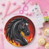 Fiery Black Horse Illustration mit leuchtenden Aug Pappteller (Party)