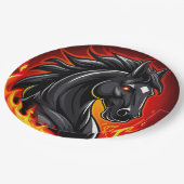 Fiery Black Horse Illustration mit leuchtenden Aug Pappteller (Schrägansicht)