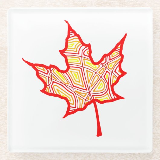 Fiery Blätter Glasuntersetzer (Vorderseite)