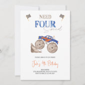 Fiery Blue Monster Truck 4. Einladung (Vorderseite)