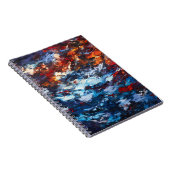 Fiery Blue Red Orange Brush Abstrakt Notizblock (Rechte Seite)