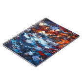 Fiery Blue Red Orange Brush Abstrakt Notizblock (Linke Seite)