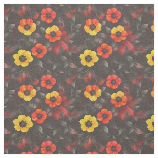 Fiery Blume auf dunklem Hintergrund Stoff (Muster)