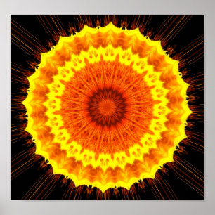 Fiery Blume Mandala Poster