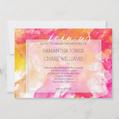 Fiery Bold Sunset Watercolor Hollyhock Wedding Einladung (Vorderseite)