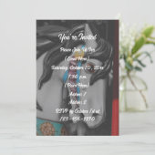 Fiery Carousel Pferd Schwarz-Weiß-Party Einladung (Stehend Vorderseite)