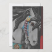 Fiery Carousel Pferd Schwarz-Weiß-Party Einladung (Rückseite)