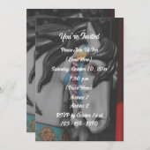 Fiery Carousel Pferd Schwarz-Weiß-Party Einladung (Vorne/Hinten)