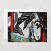 Fiery Carousel Pferd Schwarz-weiße Postkarte (Vorne/Hinten)