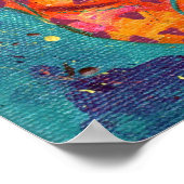 Fiery Cat auf Türkis Poster (Ecke)