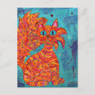 Fiery Cat auf Türkis Postkarte