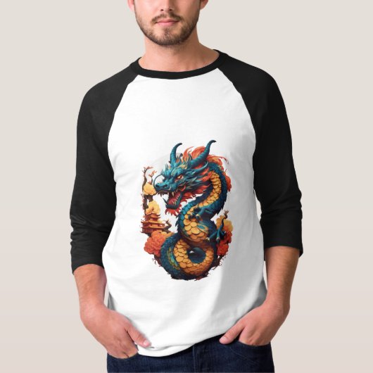 Fiery Chinese Dragon T - Shirt (Vorderseite)