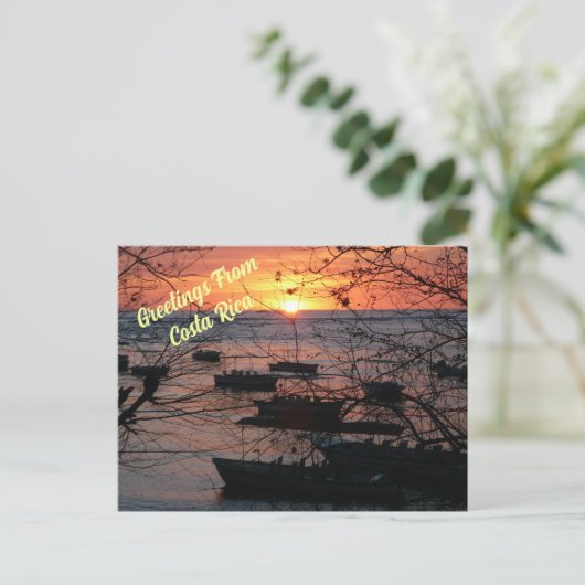 Fiery Costa Rican Sunset in Tamarindo Postkarte (Stehend Vorderseite)