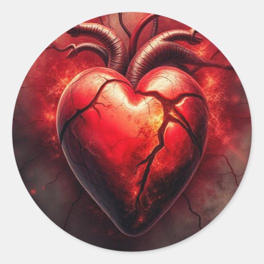 Fiery Cracked Heart Sticker - Symbol der Leidensch (Vorderseite)