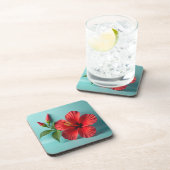Fiery Crimson Hibiskus Getränkeuntersetzer (Rechte Seite)