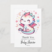 Fiery Custom Pastel Dragon Baby Shower Dankeskarte (Vorne/Hinten)