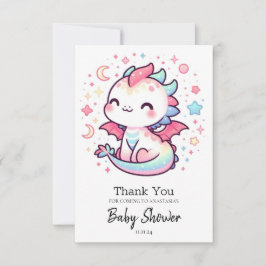 Fiery Custom Pastel Dragon Baby Shower Dankeskarte