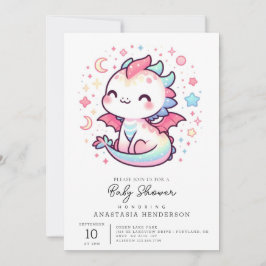 Fiery Custom Pastel Dragon Baby Shower Einladung