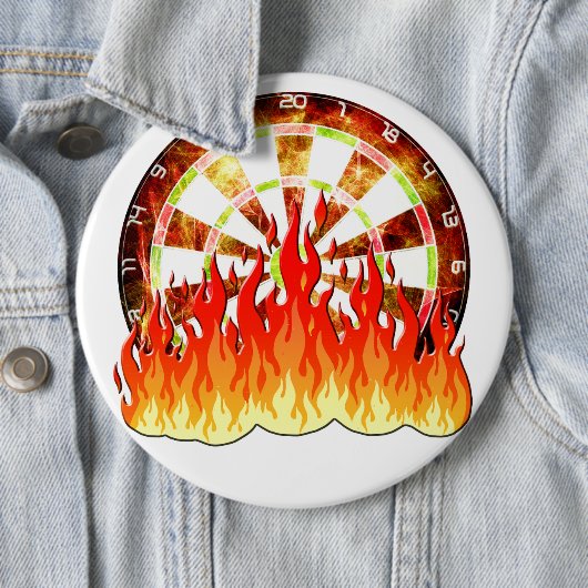 Fiery Dartboard Flames Art Design Button (Beispiel)