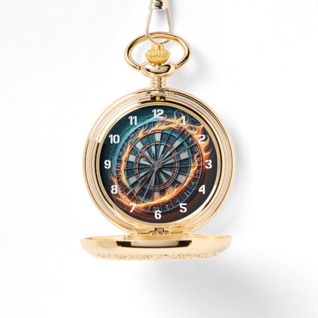 Fiery Dartboard mit Bullseye Explosion Armbanduhr (Vorderseite)