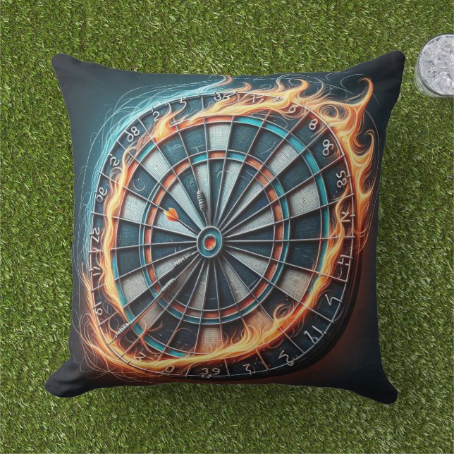 Fiery Dartboard mit Bullseye Explosion Kissen (Gras)