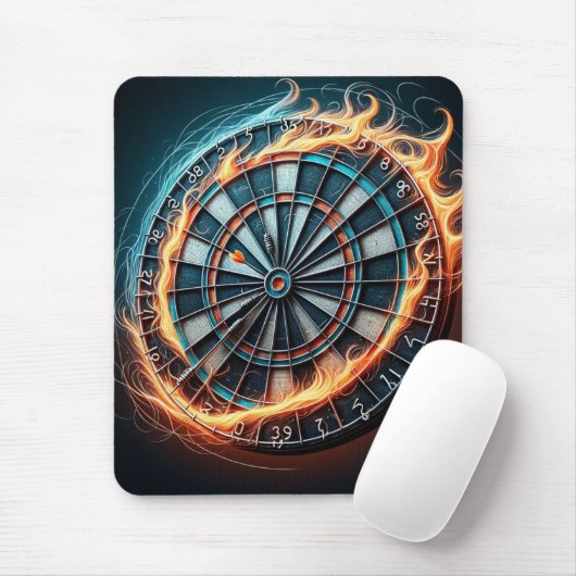 Fiery Dartboard mit Bullseye Explosion Mousepad (Mit Mouse)