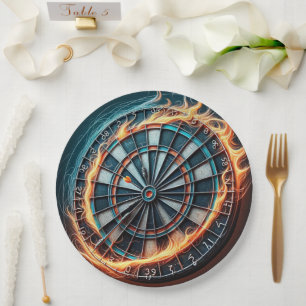 Fiery Dartboard mit Bullseye Explosion Pappteller