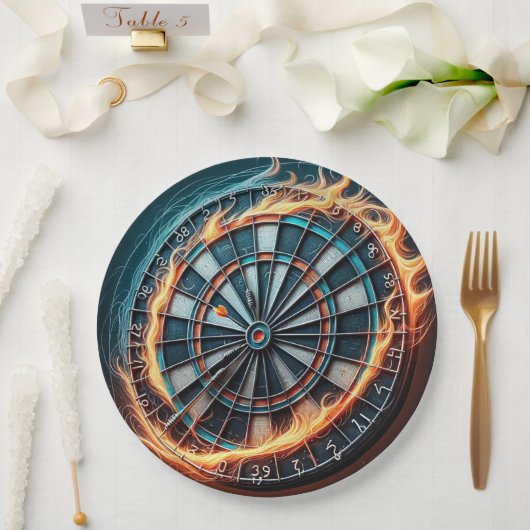 Fiery Dartboard mit Bullseye Explosion Pappteller (Hochzeit)