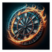 Fiery Dartboard mit Bullseye Explosion Poster (Vorderseite)