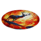 Fiery Deer Stance-Crimson Stag Scene Schneidebrett (Ecke)