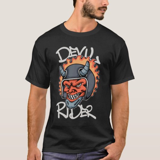 Fiery Devil with Helmet streetwear T-Shirt (Vorderseite)