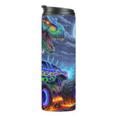 Fiery Dinosaur Monster Truck Battle Thermosbecher (Nach rechts gedreht)