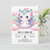 Fiery Dragon 1. Geburtstag Einladung (Stehend Vorderseite)