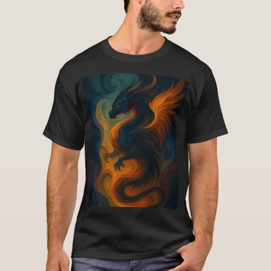 Fiery Dragon Abstrakt Art - Fantasy Beast T - Shir T-Shirt (Vorderseite)