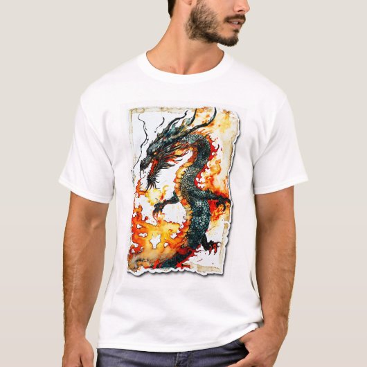 Fiery Dragon Art T - Shirt (Vorderseite)