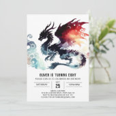 Fiery Dragon Birthday Digital Einladung (Stehend Vorderseite)