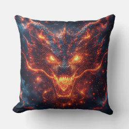 Fiery Dragon Head Radiation Intense Energy Kissen