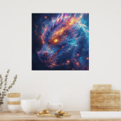 Fiery Dragon Head Radiation Intense Energy Poster (Küche)