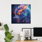 Fiery Dragon Head Radiation Intense Energy Poster (Heimbüro)