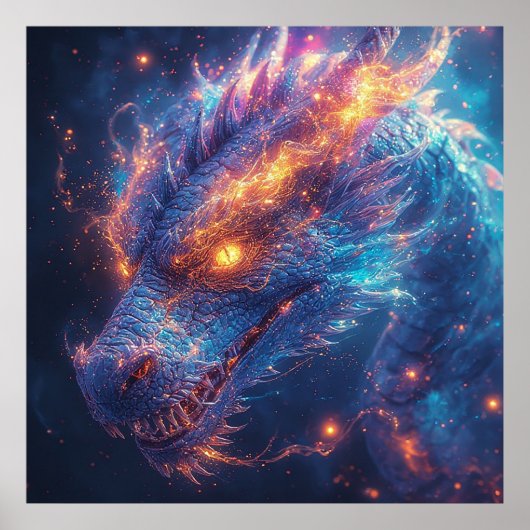 Fiery Dragon Head Radiation Intense Energy Poster (Vorne)