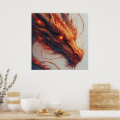 Fiery Dragon Head Radiation Intense Energy Poster (Küche)