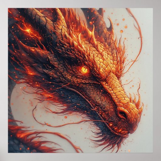 Fiery Dragon Head Radiation Intense Energy Poster (Vorne)