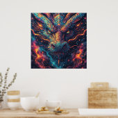 Fiery Dragon Head Radiation Intense Energy Poster (Küche)