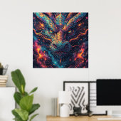 Fiery Dragon Head Radiation Intense Energy Poster (Heimbüro)
