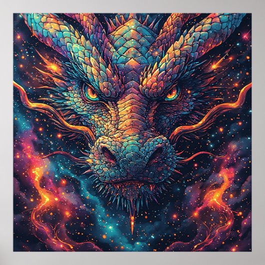 Fiery Dragon Head Radiation Intense Energy Poster (Vorne)