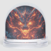 Fiery Dragon Head Radiation Intense Energy Schneekugeln (Rückseite)