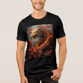 Fiery Dragon in Blooming Branches Tri-Blend Shirt (Vorderseite)