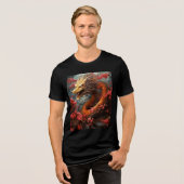Fiery Dragon in Blooming Branches Tri-Blend Shirt (Vorderseite voll)